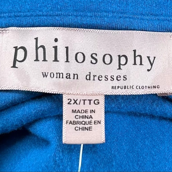 Philosophy NWT Blue Sleeveless V-Neck Viscose Maxi Dress Plus Size 2X/TTG - Picture 4 of 8